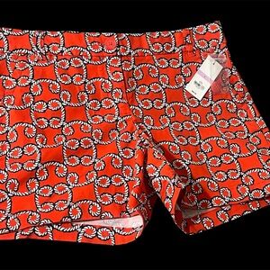 Crown & Ivy orange and White Patterned Women's Shorts fake pockets size 6